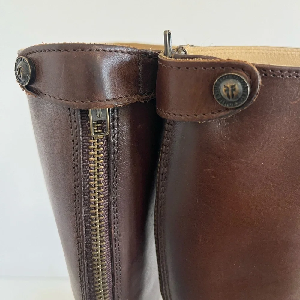 Frye Melissa Brown Leather Tall Riding Boots Size 7B